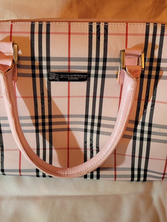 Burberry Handbags - Vintage Burberrys of London Nova Check Canvas Pink Trim Purse Authentic